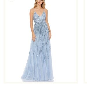 Mac Duggal Light Blue Sequin Prom Dress